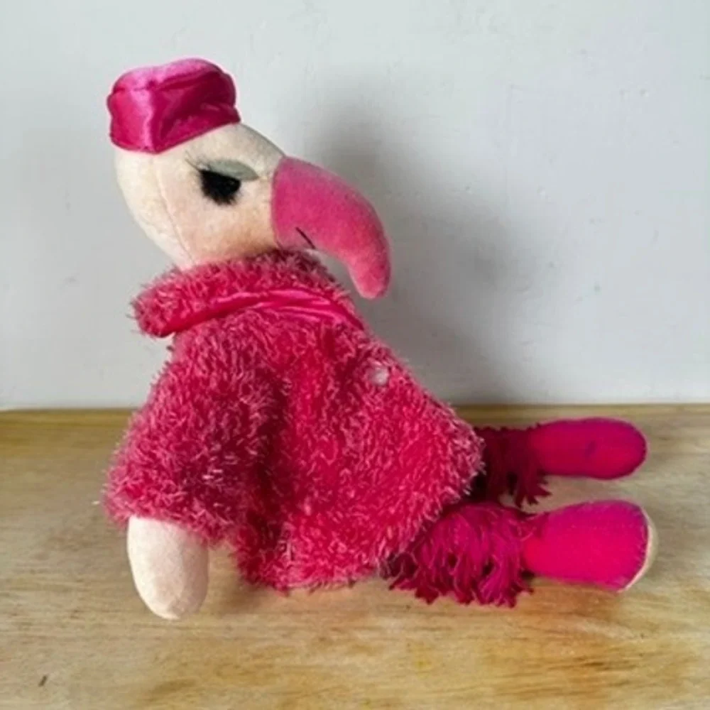 Jellycat Fur Coat Flamingo Plush Glam Pink Diva Bird Fringe Boots Hat Lashes